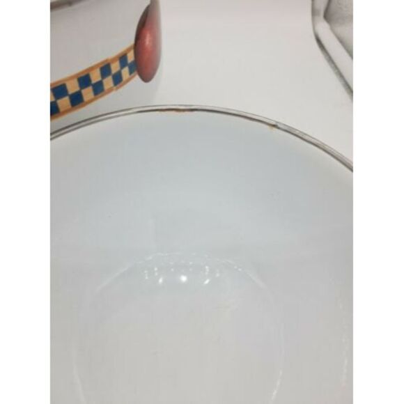 Set of 3 Retro Enamel Metal Nesting Bowls - Fruit Apples Checkered 🍎🍏 - Picture 9 of 9